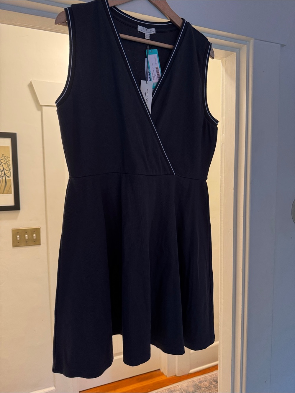 nine britton Grey Dress with White Trim